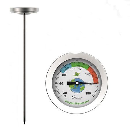 20cm Stainless Steel Compost Soil Thermometer Measuring Garden 40to180F Thermometers Outdoor