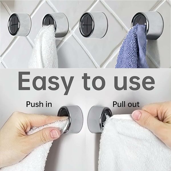 3 Pcs Kitchen Towel Hooks Round Adhesive Dish Towel Hook Premium Chrome Finish and Easy Installation Wall Mount Hand Towel Hook Ideal as Bathroom, Shower or Outdoor Towel Holders