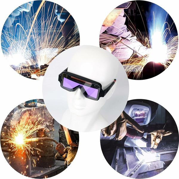 Welding Goggles Auto Darkening,Solar Auto Darkening Welding Glasses Over Glasses Mask Helmet, Welder Safety Eye Protection PC Glasses