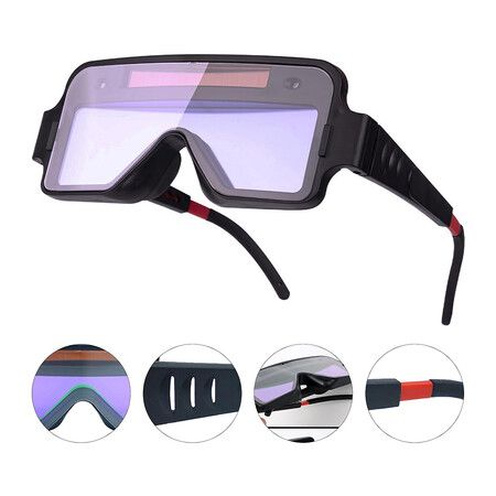 Welding Goggles Auto Darkening,Solar Auto Darkening Welding Glasses Over Glasses Mask Helmet, Welder Safety Eye Protection PC Glasses