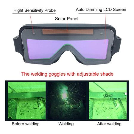 Welding Goggles Auto Darkening,Solar Auto Darkening Welding Glasses Over Glasses Mask Helmet, Welder Safety Eye Protection PC Glasses