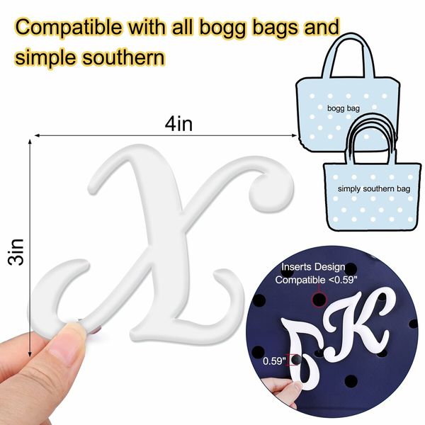 Letter Charms for Bogg Bag,Alphabet Lettering Accessories Charms Compatible with Bogg Bag Original All Models,Insert Decorative Letter for Handbag Beach Tote Bag (X)