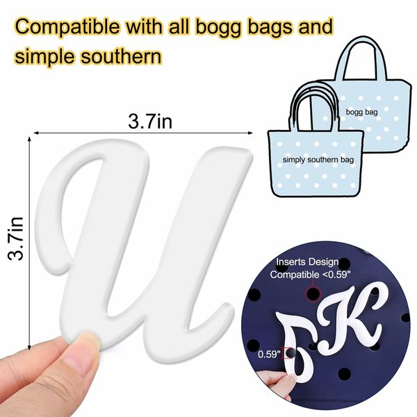 Letter Charms for Bogg Bag,Alphabet Lettering Accessories Charms Compatible with Bogg Bag Original All Models,Insert Decorative Letter for Handbag Beach Tote Bag (U)