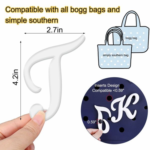 Letter Charms for Bogg Bag,Alphabet Lettering Accessories Charms Compatible with Bogg Bag Original All Models,Insert Decorative Letter for Handbag Beach Tote Bag (T)