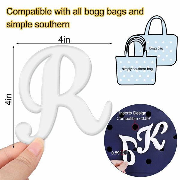 Letter Charms for Bogg Bag,Alphabet Lettering Accessories Charms Compatible with Bogg Bag Original All Models,Insert Decorative Letter for Handbag Beach Tote Bag (R)