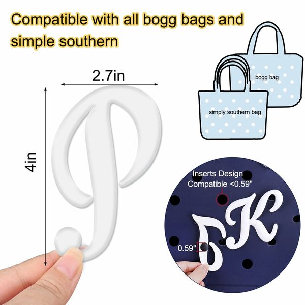 Letter Charms for Bogg Bag,Alphabet Lettering Accessories Charms Compatible with Bogg Bag Original All Models,Insert Decorative Letter for Handbag Beach Tote Bag (P)