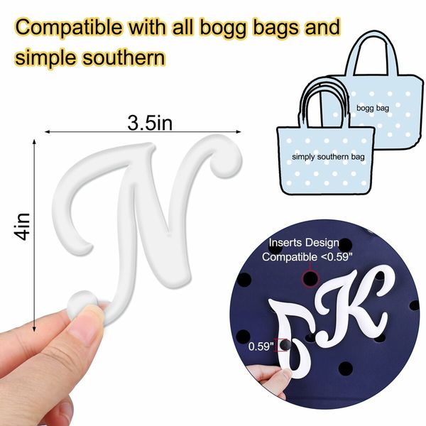 Letter Charms for Bogg Bag,Alphabet Lettering Accessories Charms Compatible with Bogg Bag Original All Models,Insert Decorative Letter for Handbag Beach Tote Bag (N)