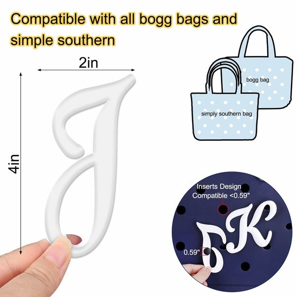 Letter Charms for Bogg Bag,Alphabet Lettering Accessories Charms Compatible with Bogg Bag Original All Models,Insert Decorative Letter for Handbag Beach Tote Bag (J)