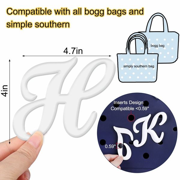 Letter Charms for Bogg Bag,Alphabet Lettering Accessories Charms Compatible with Bogg Bag Original All Models,Insert Decorative Letter for Handbag Beach Tote Bag (H)