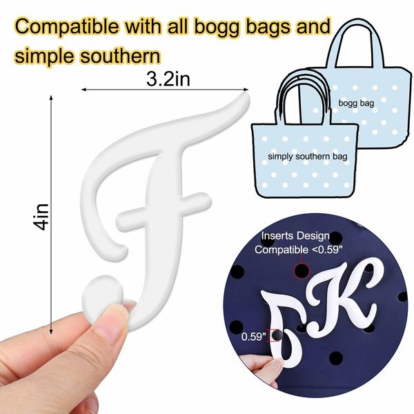 Letter Charms for Bogg Bag,Alphabet Lettering Accessories Charms Compatible with Bogg Bag Original All Models,Insert Decorative Letter for Handbag Beach Tote Bag (F)