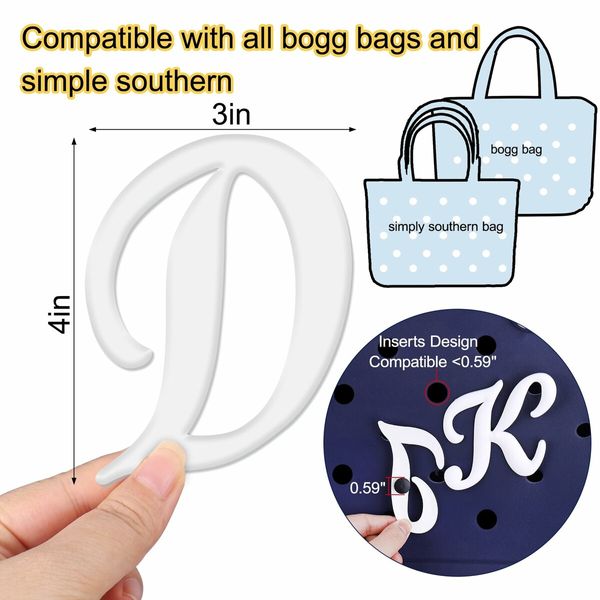 Letter Charms for Bogg Bag,Alphabet Lettering Accessories Charms Compatible with Bogg Bag Original All Models,Insert Decorative Letter for Handbag Beach Tote Bag (D)