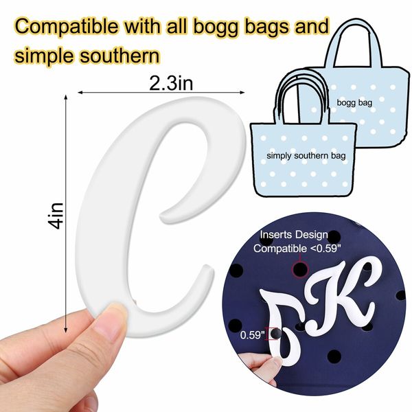 Letter Charms for Bogg Bag,Alphabet Lettering Accessories Charms Compatible with Bogg Bag Original All Models,Insert Decorative Letter for Handbag Beach Tote Bag (C)