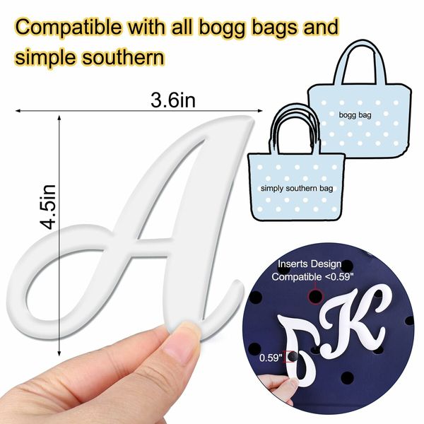 Letter Charms for Bogg Bag,Alphabet Lettering Accessories Charms Compatible with Bogg Bag Original All Models,Insert Decorative Letter for Handbag Beach Tote Bag (A)