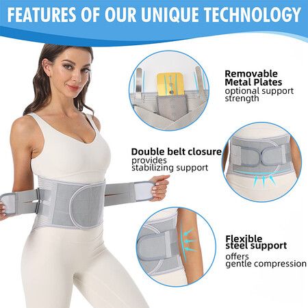 Back Support Belt for Women and Men, Lower Back Support for Herniated Disc, Removable Supports Belt,Suitable for Waist 80-95 CM