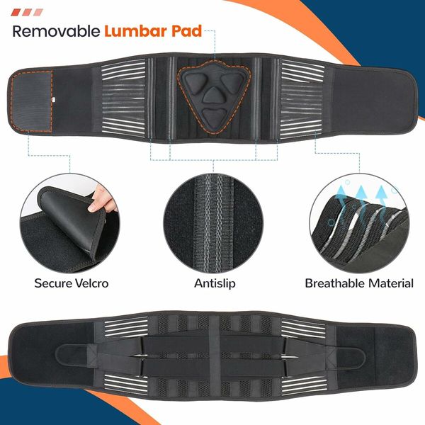 Lumbar Support for Heavy Lifting, Men and Women, Breathable Waist Support, Relief from Sciatica, Herniated Disc, XL (Waist 3.5/3.8 feet 115-125 CM)