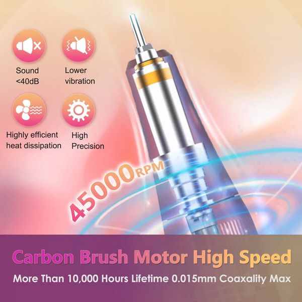 45000RPM Nail Drill Machine Rechargeable Nail File Nails Accessories Gel Nail Polish Sander Professional Tool Manicure Set Color Gradient Gold