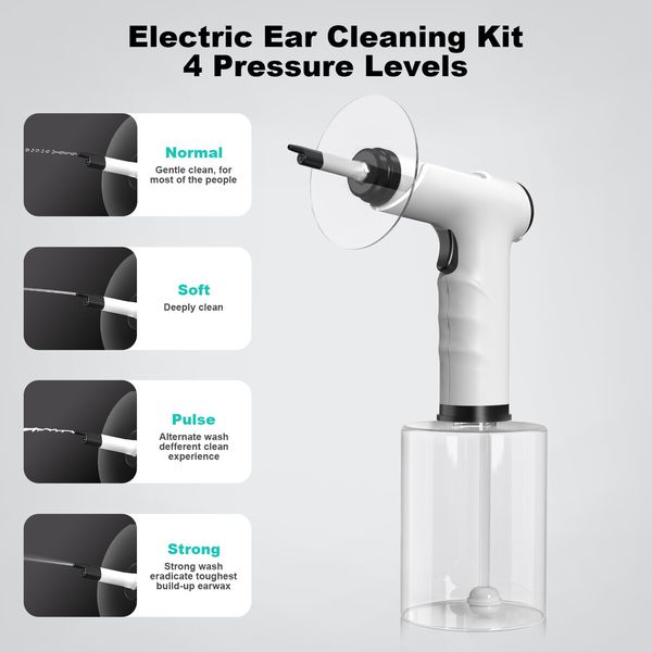 Electric Ear Cleaner - Ear Wax Removal Tool with Camera and Light - Ear Cleaning Kit with 4 Pressure Modes - Clean Ear Wax