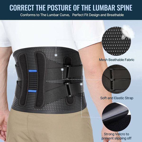 Back Brace Support for Women & Men - Provides Lumbar Support for Herniated Discs, Heavy Lifting - Breathable and Dual Adjustable-Size XL