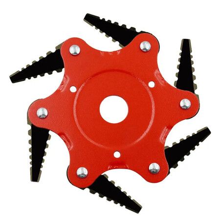 Steel Trimmer Head 6 Blades 65Mn Cutter Head Grass Trimmer Brush Weed Brush Cutting Head Garden Power Tool Accessories For Lawn Mower Color Red