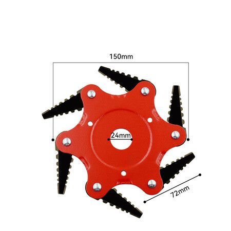 Steel Trimmer Head 6 Blades 65Mn Cutter Head Grass Trimmer Brush Weed Brush Cutting Head Garden Power Tool Accessories For Lawn Mower Color Red