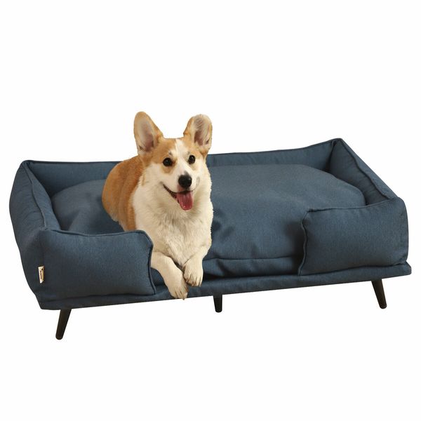 Large Pet Dog Bed Soft Puppy Sofa Cat Couch Lounge Chaise Raised Cushioned Doggy Furniture Removable Cover 90x60x24cm