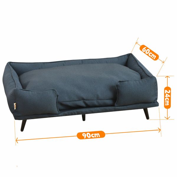 Large Pet Dog Bed Soft Puppy Sofa Cat Couch Lounge Chaise Raised Cushioned Doggy Furniture Removable Cover 90x60x24cm