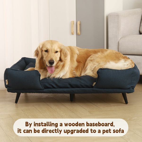 Large Pet Dog Bed Soft Puppy Sofa Cat Couch Lounge Chaise Raised Cushioned Doggy Furniture Removable Cover 90x60x24cm