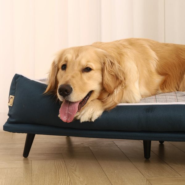 Large Pet Dog Bed Puppy Sofa Cat Couch Doggy Lounge Chaise Furniture Raised Elevated Soft Cushioned 90x60x24cm