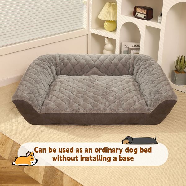 XL Pet Dog Bed Raised Soft Cushioned Puppy Sofa Couch Doggy Chaise Lounge Plush Furniture Removable Cover 100x70x36cm