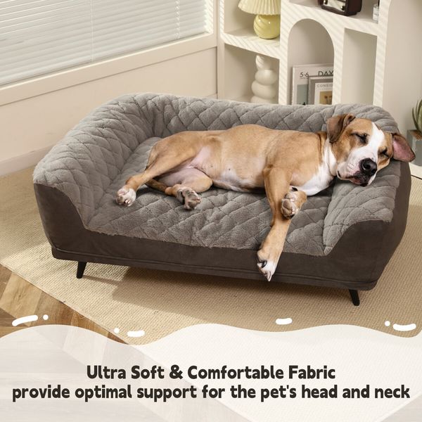 XL Pet Dog Bed Raised Soft Cushioned Puppy Sofa Couch Doggy Chaise Lounge Plush Furniture Removable Cover 100x70x36cm