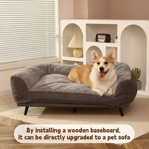 XL Pet Dog Bed Raised Soft Cushioned Puppy Sofa Couch Doggy Chaise Lounge Plush Furniture Removable Cover 100x70x36cm