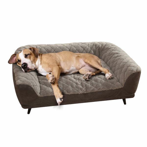 XL Pet Dog Bed Raised Soft Cushioned Puppy Sofa Couch Doggy Chaise Lounge Plush Furniture Removable Cover 100x70x36cm