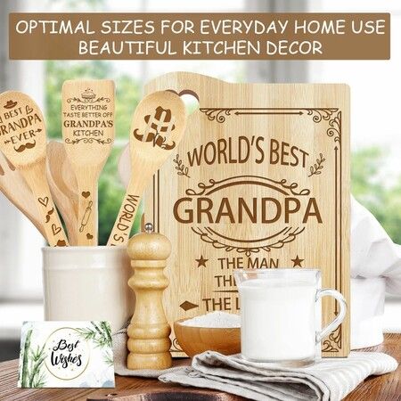 For Grandpa Cutting Board Set Bamboo Chopping Board EcoFriendly Chef FathersDay  Gifts Male Brother Anniversary Christmas Kitchen Present