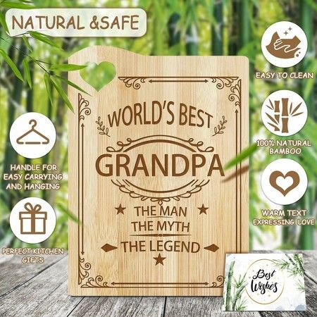 For Grandpa Cutting Board Set Bamboo Chopping Board EcoFriendly Chef FathersDay  Gifts Male Brother Anniversary Christmas Kitchen Present