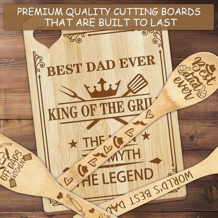 For Dad Cutting Board Set Bamboo Chopping Board EcoFriendly Chef Fathers Day Birthday Gifts Male Sister Anniversary Christmas Kitchen Present