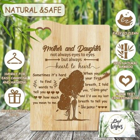 Mom and Daughter Cutting Board Set Bamboo Chopping Board EcoFriendly Chef Mothers Day Birthday Gifts Female Sister Anniversary Christmas Kitchen Present