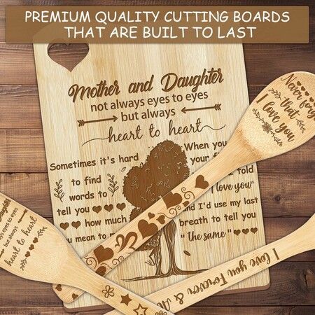 Mom and Daughter Cutting Board Set Bamboo Chopping Board EcoFriendly Chef Mothers Day Birthday Gifts Female Sister Anniversary Christmas Kitchen Present