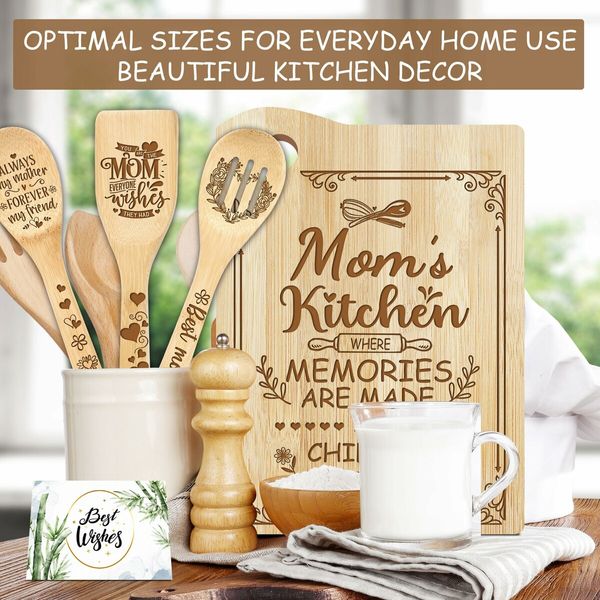 For Mom Cutting Board Set Bamboo Chopping Board EcoFriendly Chef Mothers Day Birthday Gifts Female Sister Anniversary Christmas Kitchen Present