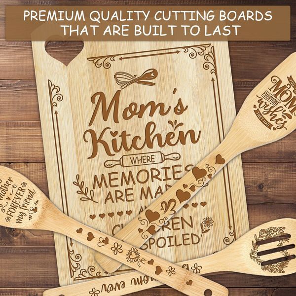 For Mom Cutting Board Set Bamboo Chopping Board EcoFriendly Chef Mothers Day Birthday Gifts Female Sister Anniversary Christmas Kitchen Present