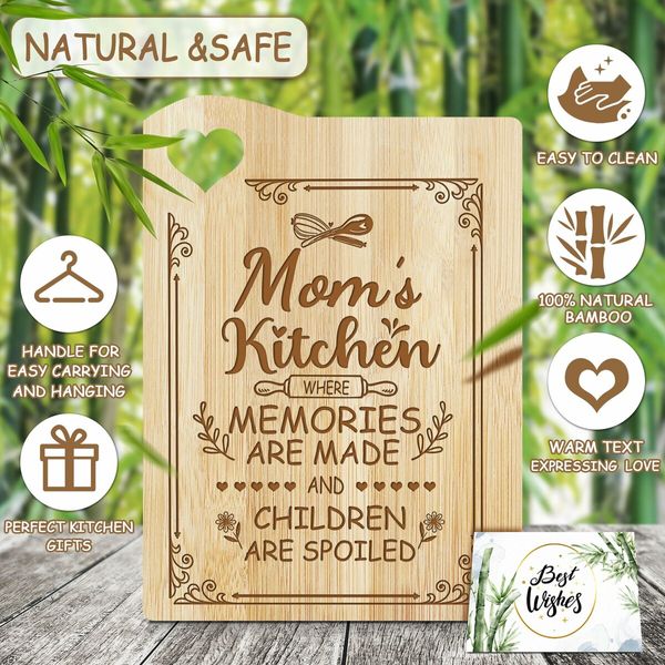 For Mom Cutting Board Set Bamboo Chopping Board EcoFriendly Chef Mothers Day Birthday Gifts Female Sister Anniversary Christmas Kitchen Present