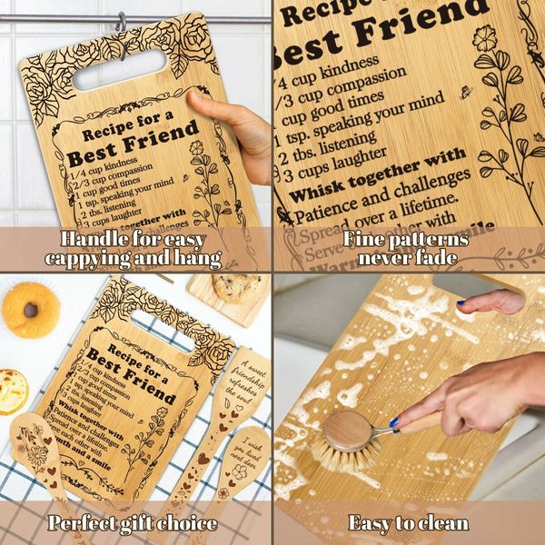 For Best Friend Cutting Board Set Bamboo Chopping Board EcoFriendly ChefGrade Birthday Friendship Gifts Women Friends Bestie Female Sister Anniversary Christmas Kitchen Present