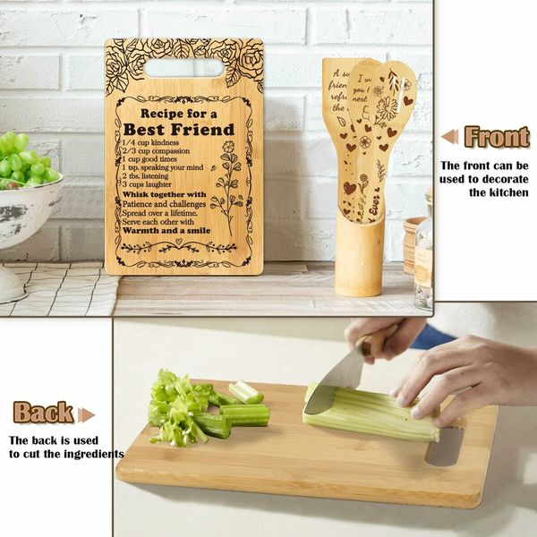 For Best Friend Cutting Board Set Bamboo Chopping Board EcoFriendly ChefGrade Birthday Friendship Gifts Women Friends Bestie Female Sister Anniversary Christmas Kitchen Present