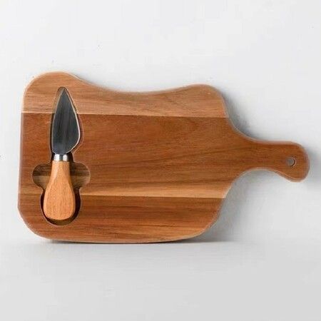 Kitchen Cutting Board Cheese Platter Wooden Chopping Board Slotted Hole Steak Meat Vegetables Knives