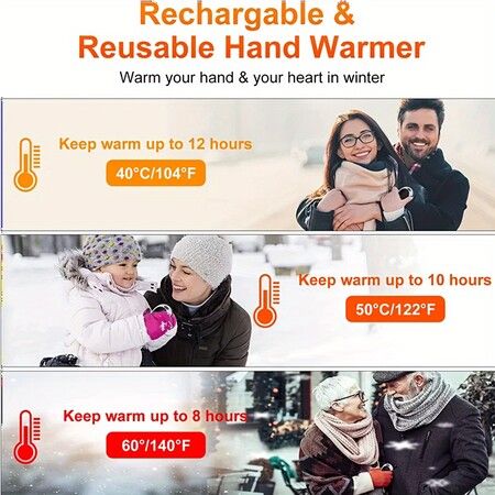 Rechargeable Hand Warmer,10000Mah Electric Hand Warmers,Quick Charge And 3 Levels,Portable Hand Warmer Power Bank For Outdoors,Camping Color Black