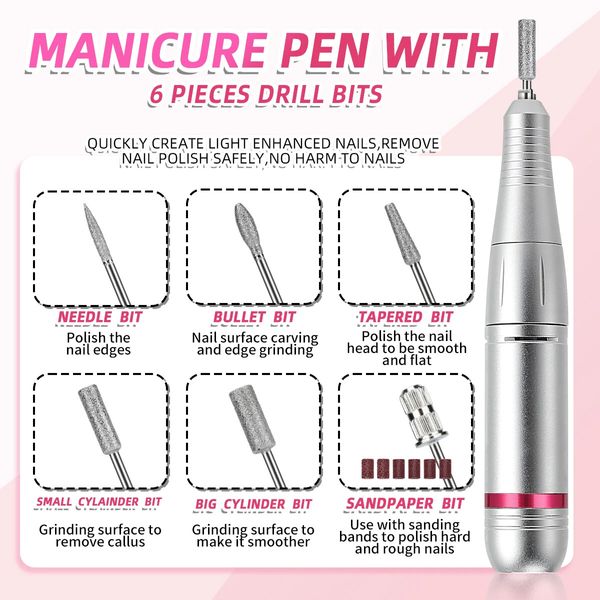 45000RPM Professional Electric Nail Drill Machine Rechargeable Nail File Nails Accessories Gel Nail Polish Sander