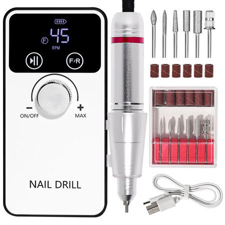 45000RPM Professional Electric Nail Drill Machine Rechargeable Nail File Nails Accessories Gel Nail Polish Sander