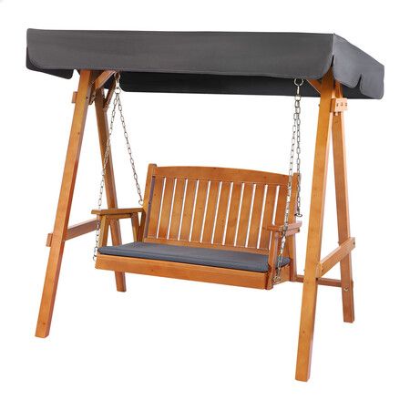 ALFORDSON Swing Chair Outdoor Furniture Wooden Garden Patio Bench Canopy Teak