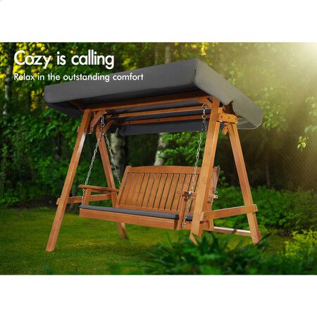 ALFORDSON Swing Chair Outdoor Furniture Wooden Garden Canopy Teak XL