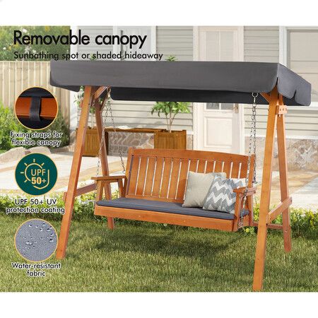 ALFORDSON Swing Chair Outdoor Furniture Wooden Garden Canopy Teak XL