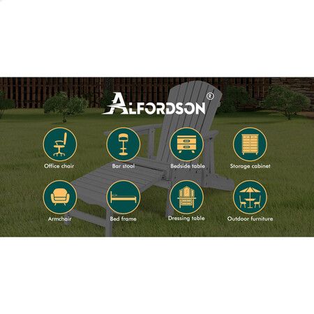 ALFORDSON Outdoor Chairs Wooden Adirondack w/ Ottoman Patio Beach Garden White